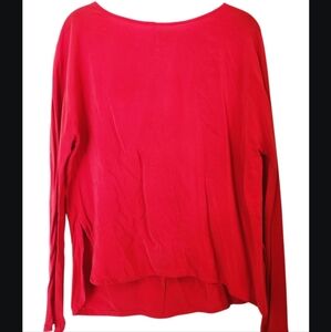 Toupy Silk Crepe Red Long Sleeve Blouse